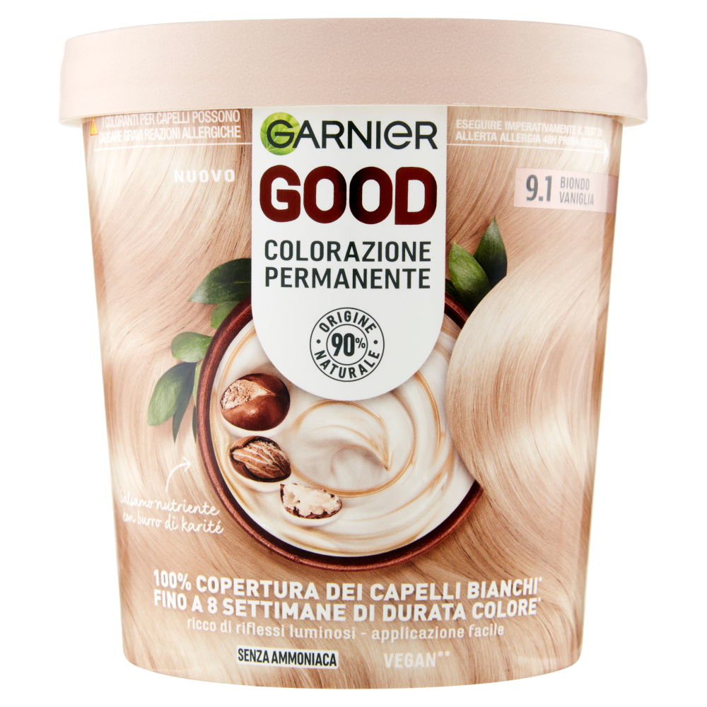 Garnier GOOD 9.1 Biondo Vaniglia, colorazione permanente senza ammoniaca, 90% di origine naturale