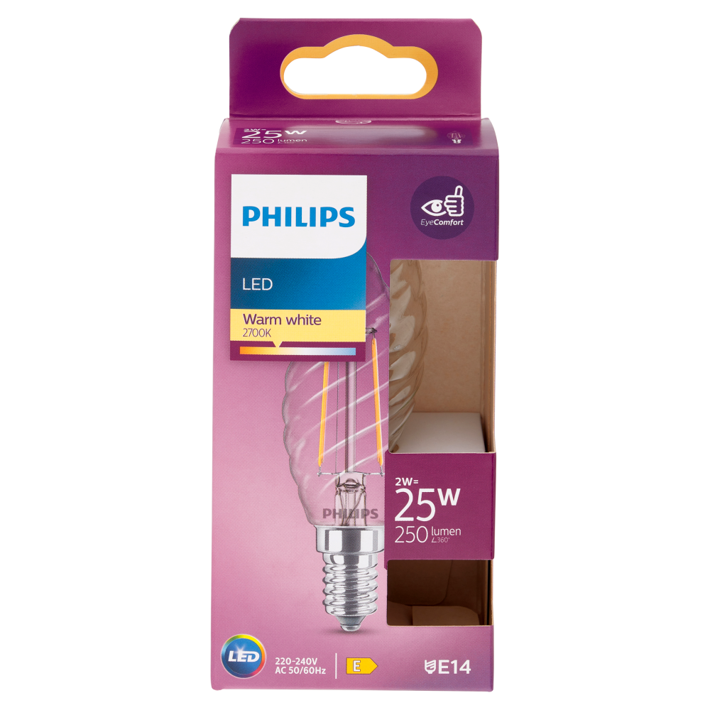 Philips Led tortiglione filamento 25W E14 2700K