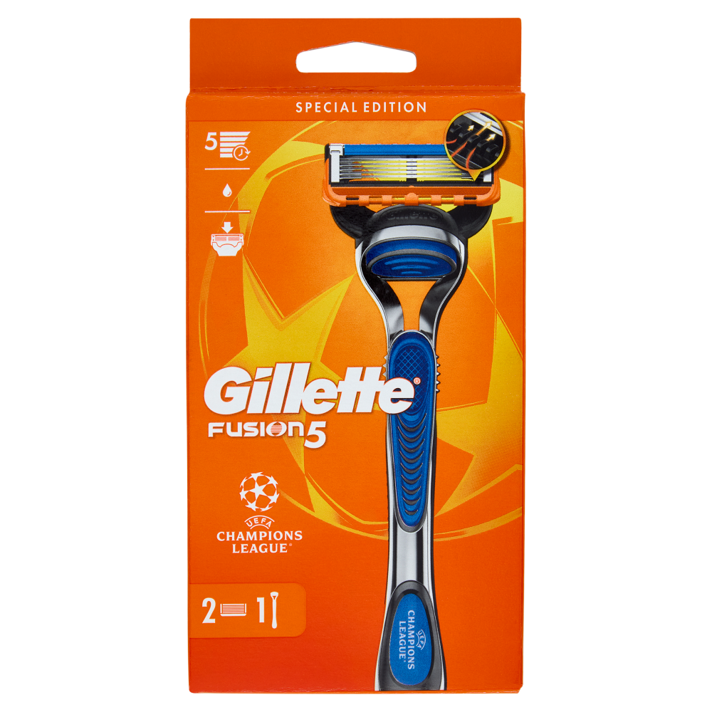 Gillette Fusion5 Uefa Champions League Rasoio da Uomo a 5 Lame, 1 Manico + 2 Lamette