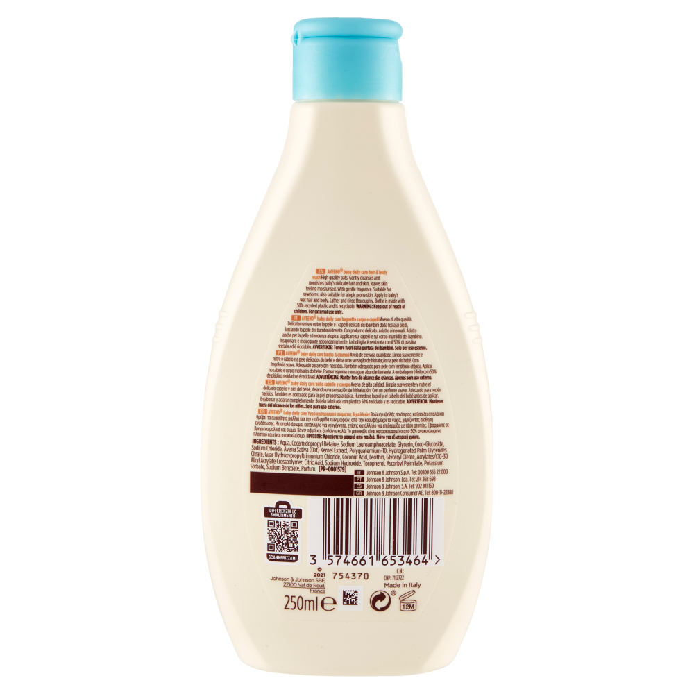 Aveeno baby daily care bagnetto corpo e capelli per pelle sensibile 250 ml
