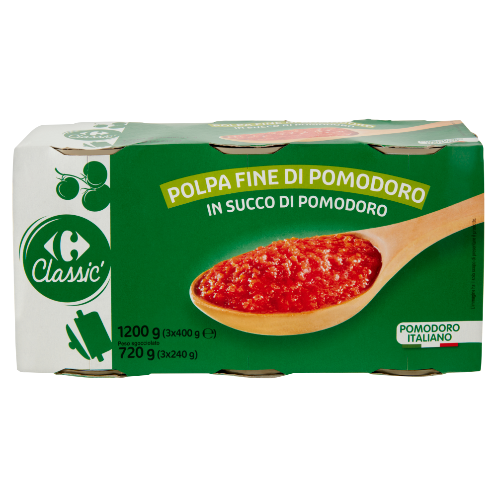Carrefour Classic Polpa Fine di Pomodoro in Succo di Pomodoro 3 x 400 g