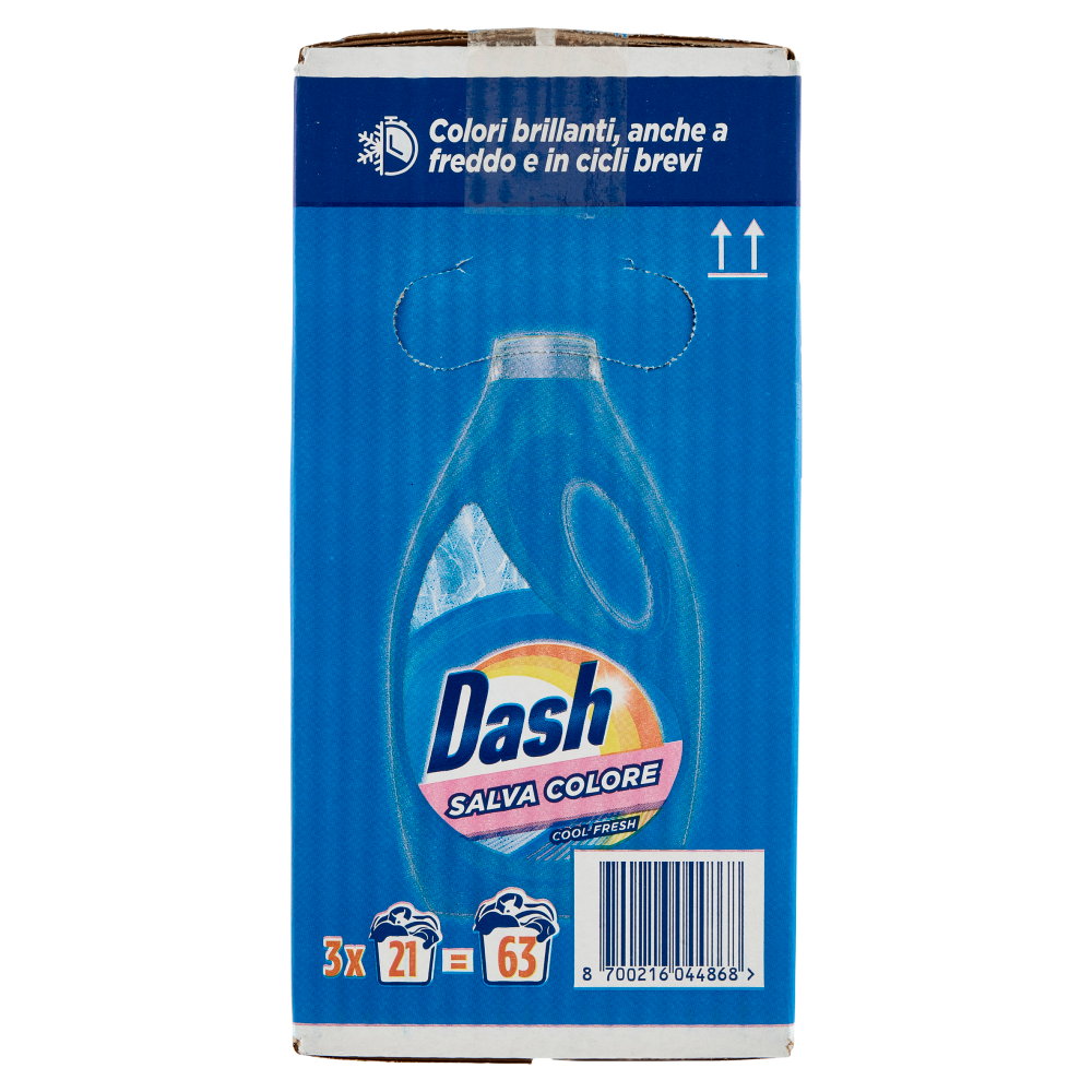 Dash Detersivo Liquido Lavatrice, Salvacolore, 3x21 Lavaggi=63 Lavaggi 3x1050ml