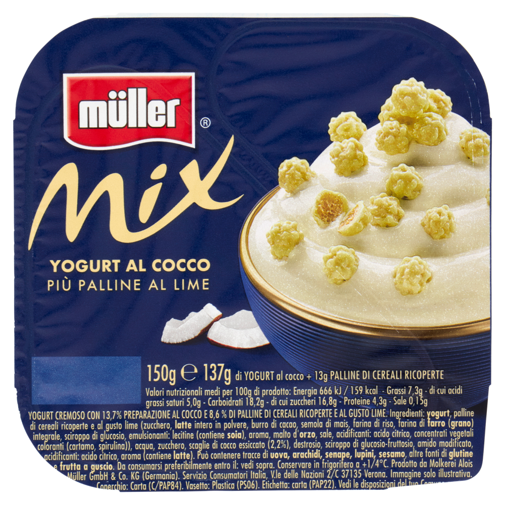 müller Mix Yogurt al Cocco Più Palline al Lime 150 g