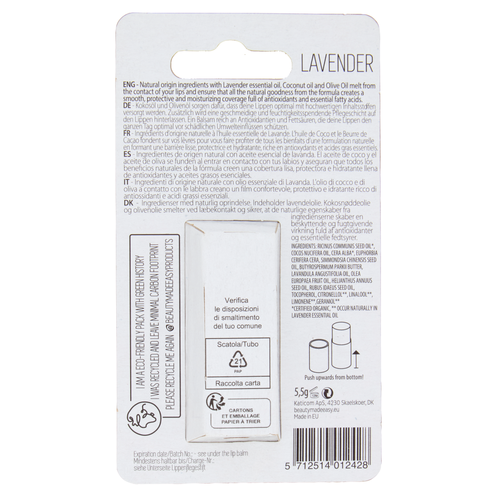 Beauty Made Easy Balsamo per labbra Lavender 5,5 g