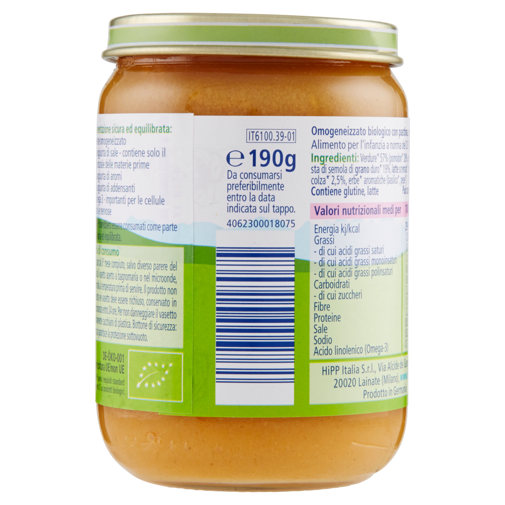 HiPP Biologico Pappa Completa Pastina con tris di verdure 190 g
