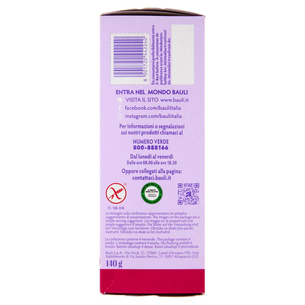 Bauli Free Gluten Free Tortina Pesca 4 x 35 g