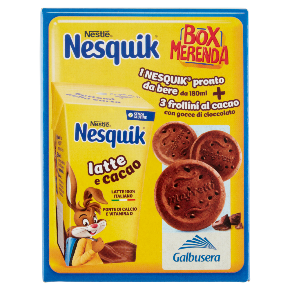 NESQUIK Box Merenda Nesquik Pronto da Bere con 3 frollini Magretti Galbusera Confezione 207 g