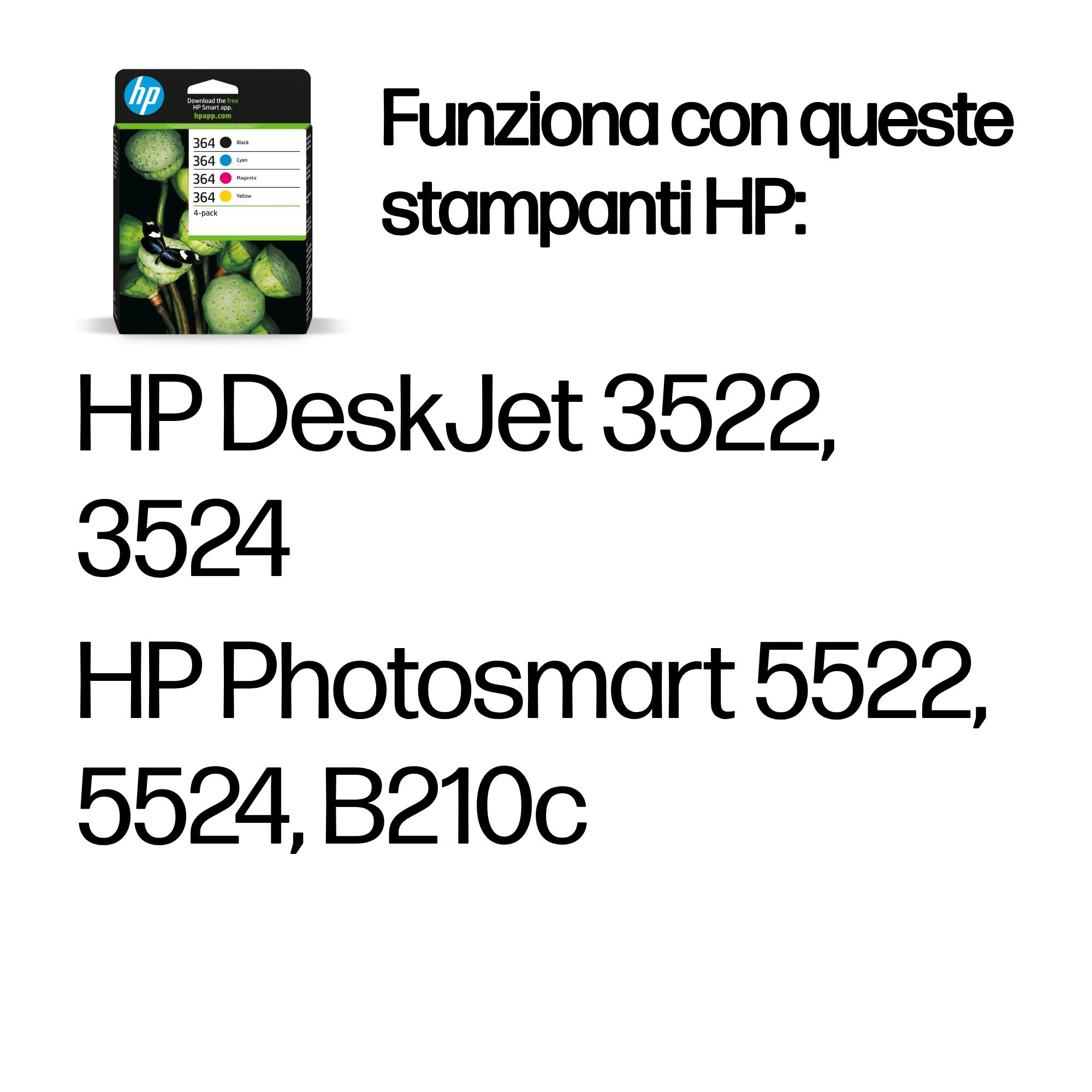 HP Confezione da 4 cartucce originali di inchiostro nero/ciano/magenta/giallo 364