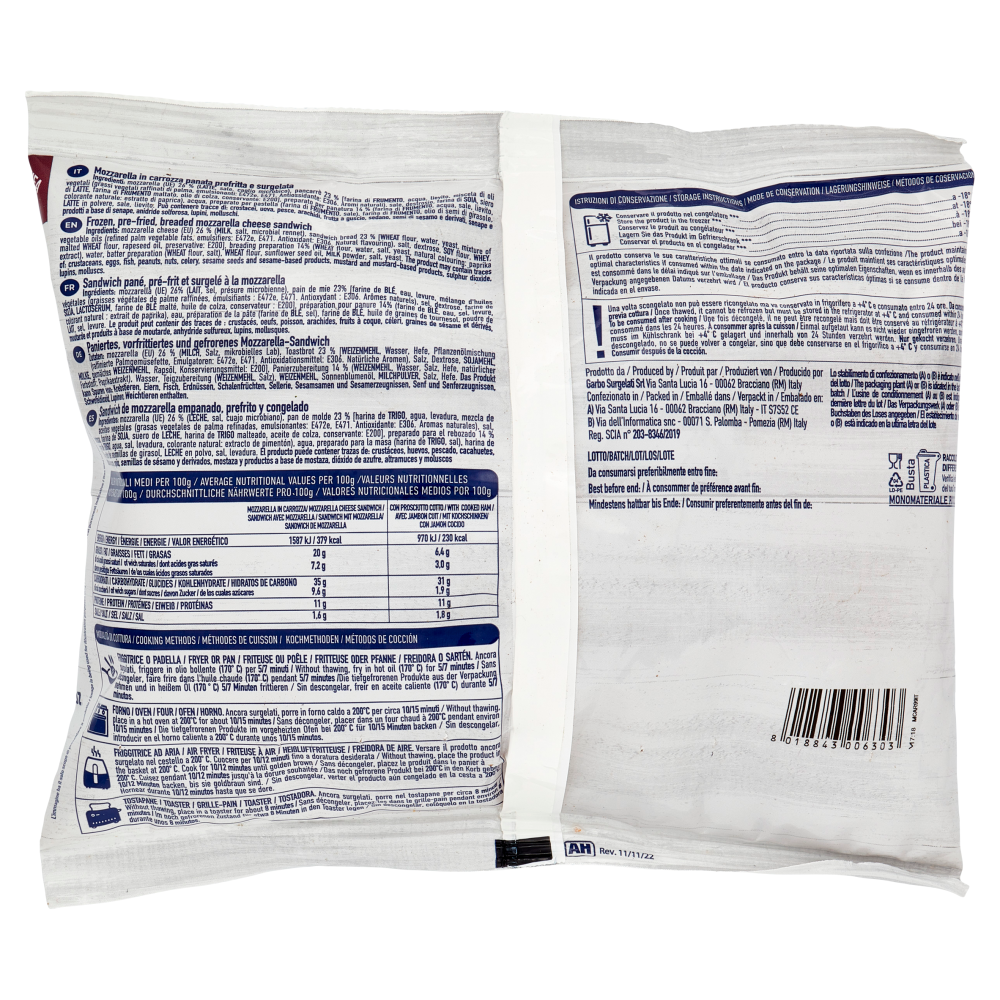 Garbo Linea Panati Mozzarella in Carrozza Prodotto surgelato 300 g