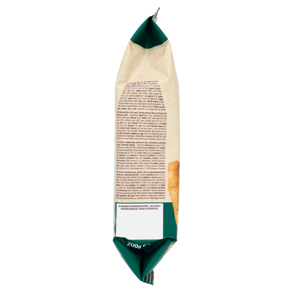 Mulino Bianco Sgranocchi Rustici Grissini con Farro, Segale, Semi di Lino e Girasole 200g