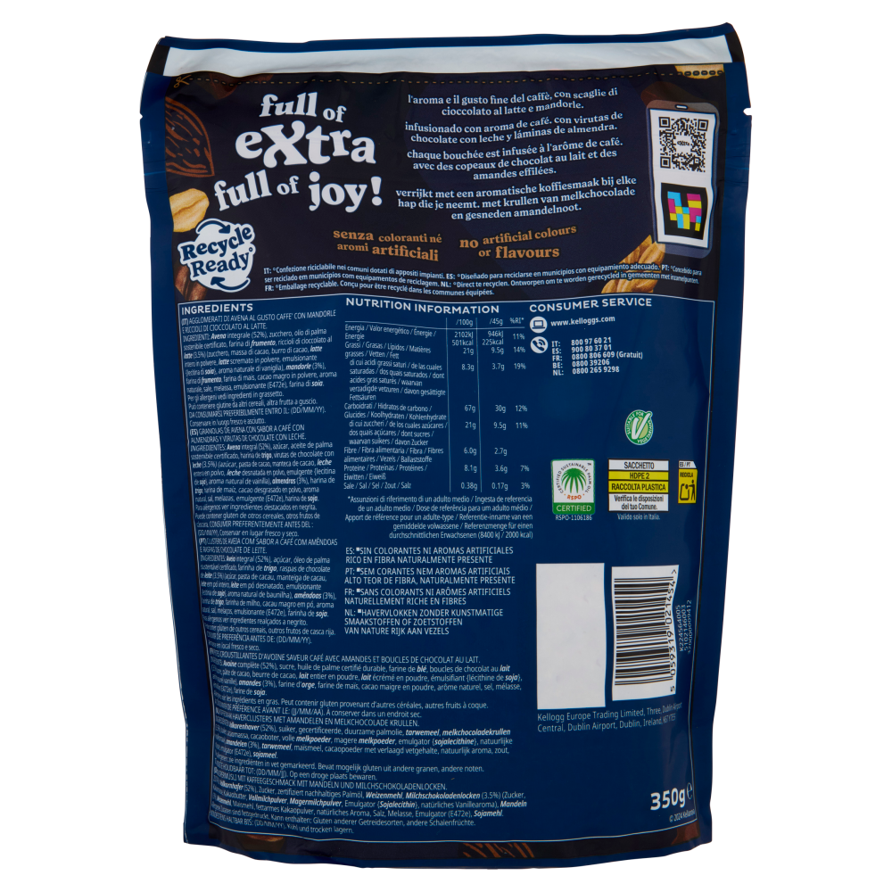 Kellogg's extra barista edition granola gusto caffè & cioccolato 350 g