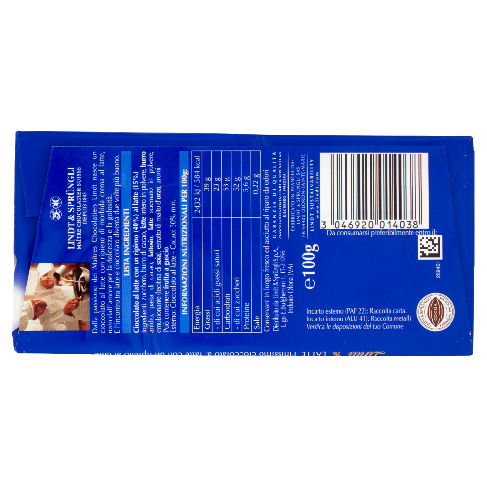 Lindt Gamme Bleue Tavoletta Cuor di Latte 100 g