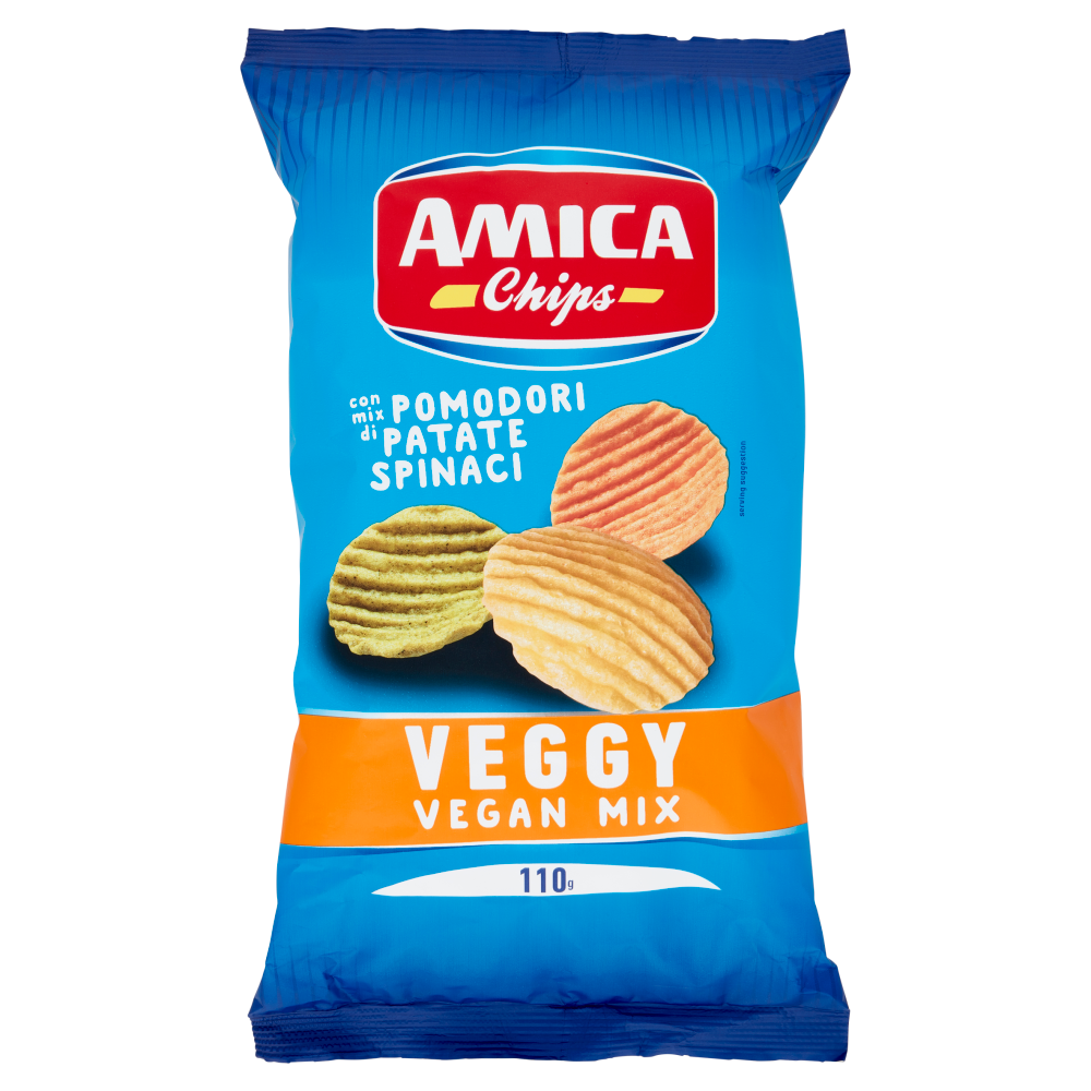 Amica Chips Veggy Vegan Mix con mix di Pomodori Patate Spinaci 110 g