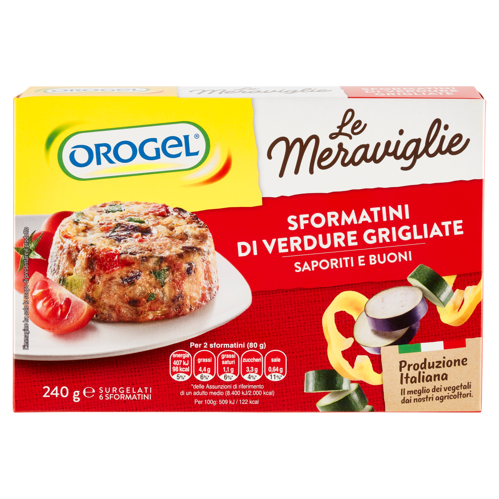 Orogel le Meraviglie 6 Sformatini di Verdure Grigliate Surgelati 240 g