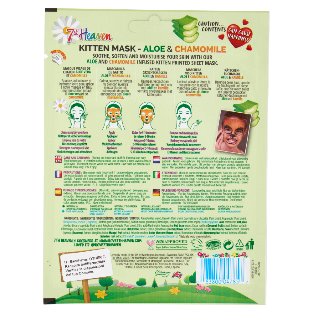 7th Heaven Maschera Viso Kitten Aloe e Camomilla 1 pz