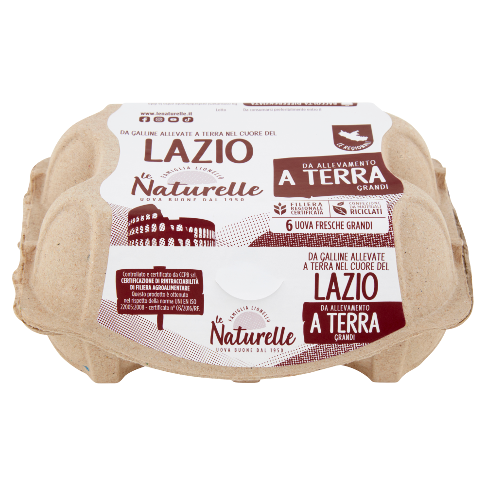 le Naturelle Le Regionali Lazio da Allevamento a Terra Grandi 6 Uova Fresche Grandi