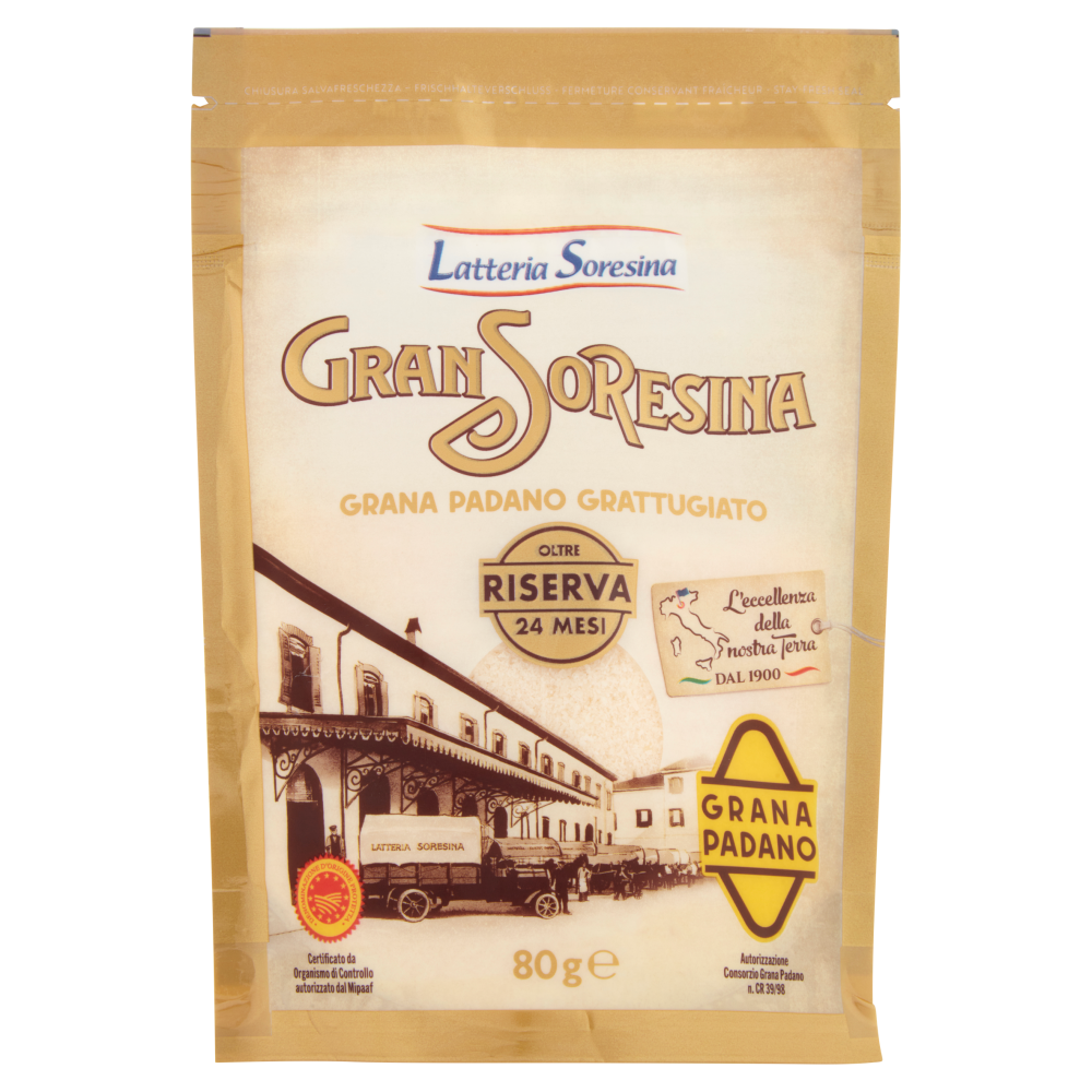 Gran Soresina Grana Padano DOP Grattugiato Riserva Oltre 24 Mesi 80 g