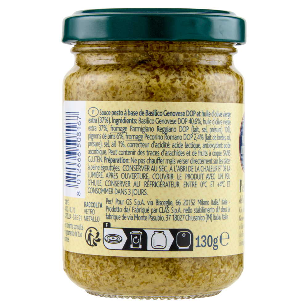 Terre d'Italia Pesto della Liguria con Basilico Genovese DOP e olio extra vergine di oliva 130 g