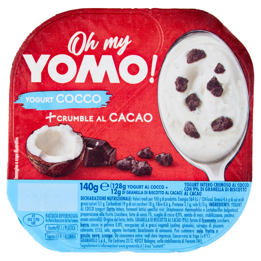 Oh my Yomo! Yogurt Cocco + Crumble al Cacao 140 g
