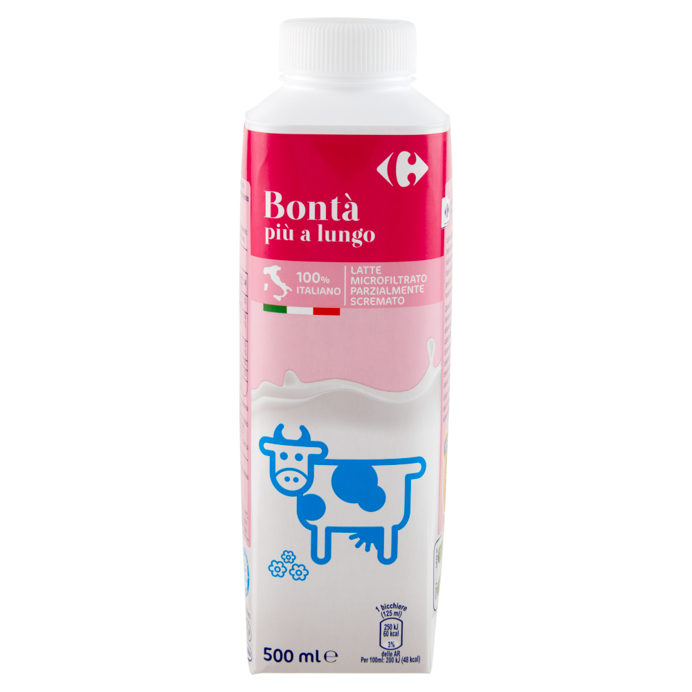 Carrefour Bontà più a lungo Latte Microfiltrato Parzialmente Scremato 500 ml
