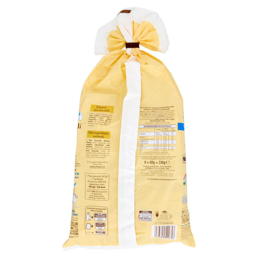 Mulino Bianco Pan Goccioli Merenda senza Additivi Conservanti 8 pezzi 336g