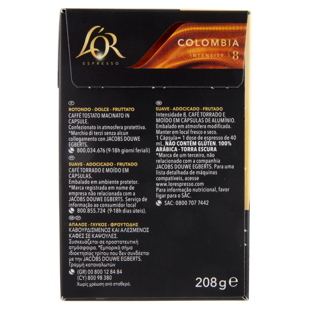 L'OR Espresso Origins Collection Colombia- 40 Capsule Caff&egrave; Comp. Macchine Nespresso*&reg; Original 208g