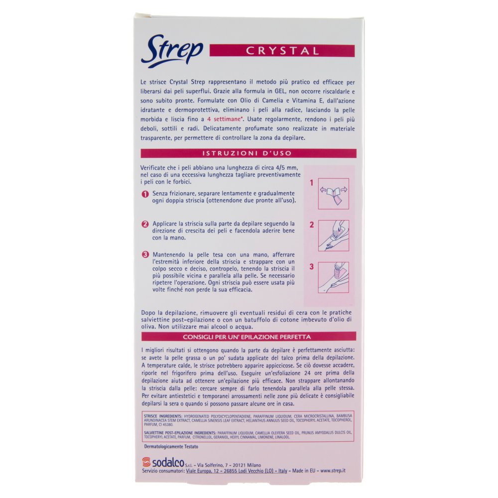Strep Crystal Strisce Depilatorie Corpo 20 Strisce + 3 Salviettine