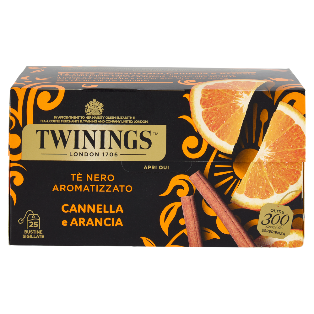 Twinings Cannella e Arancia Tè Nero aromatizzato 25 filtri The 50 g