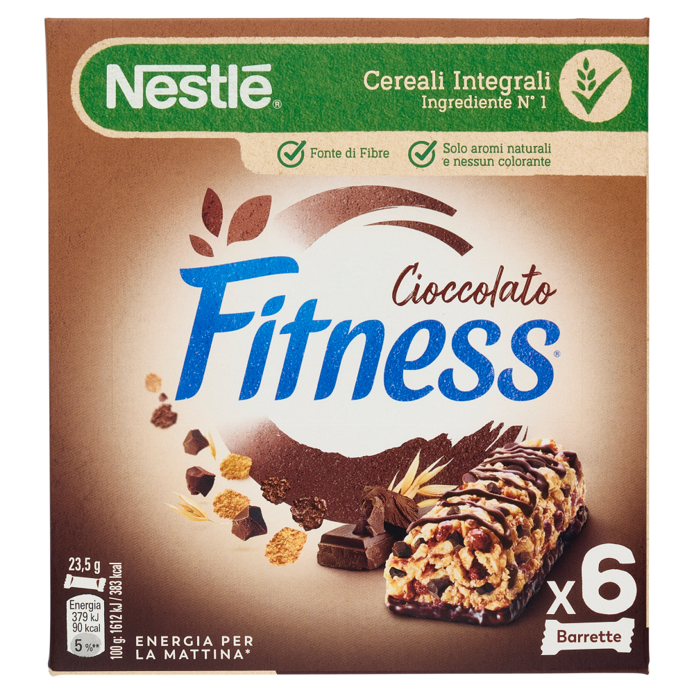 FITNESS Chocolate Barrette Cereali Integrali con Cioccolato Fondente 6 pezzi da 23,5g
