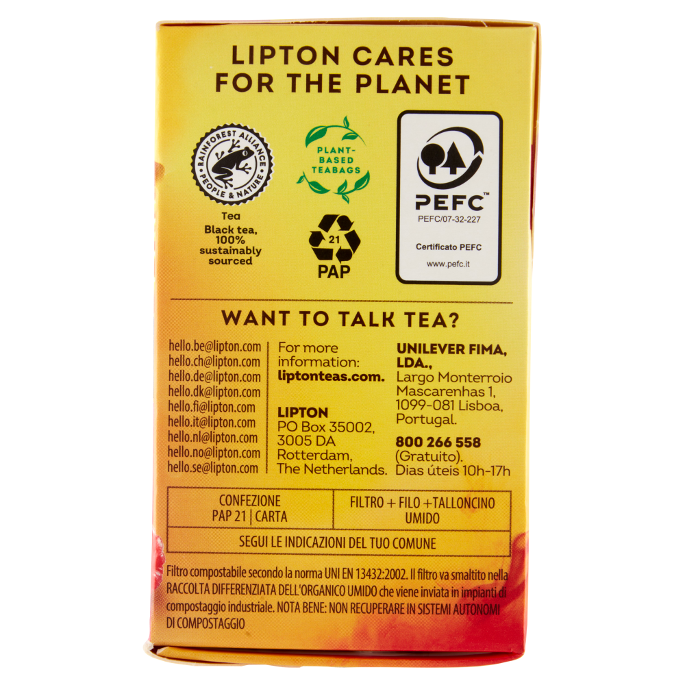 Lipton Frutti Rossi T&egrave; Nero con Fragole 20 Pyramid Teabags 30 g