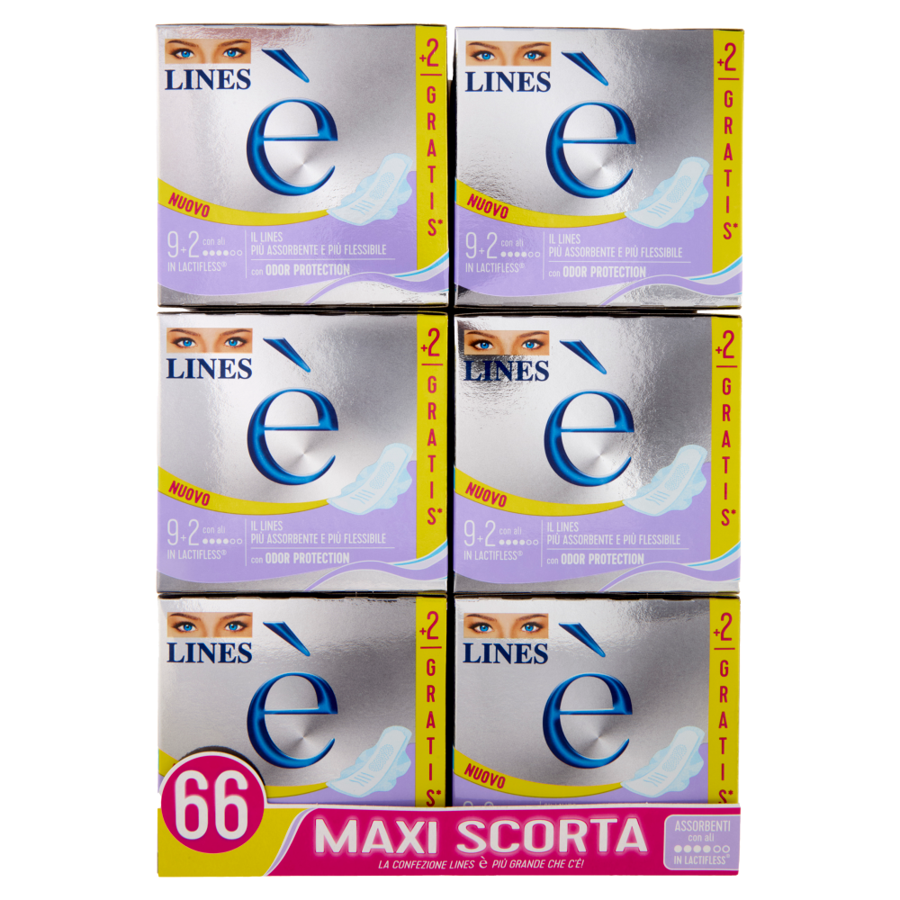 Lines &egrave; Assorbenti con ali 54+12 pz
