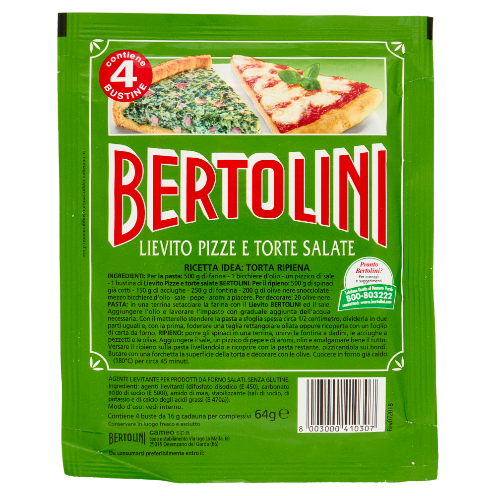 Bertolini Lievito Pizze e Torte Salate 4 x 16 g Carrefour