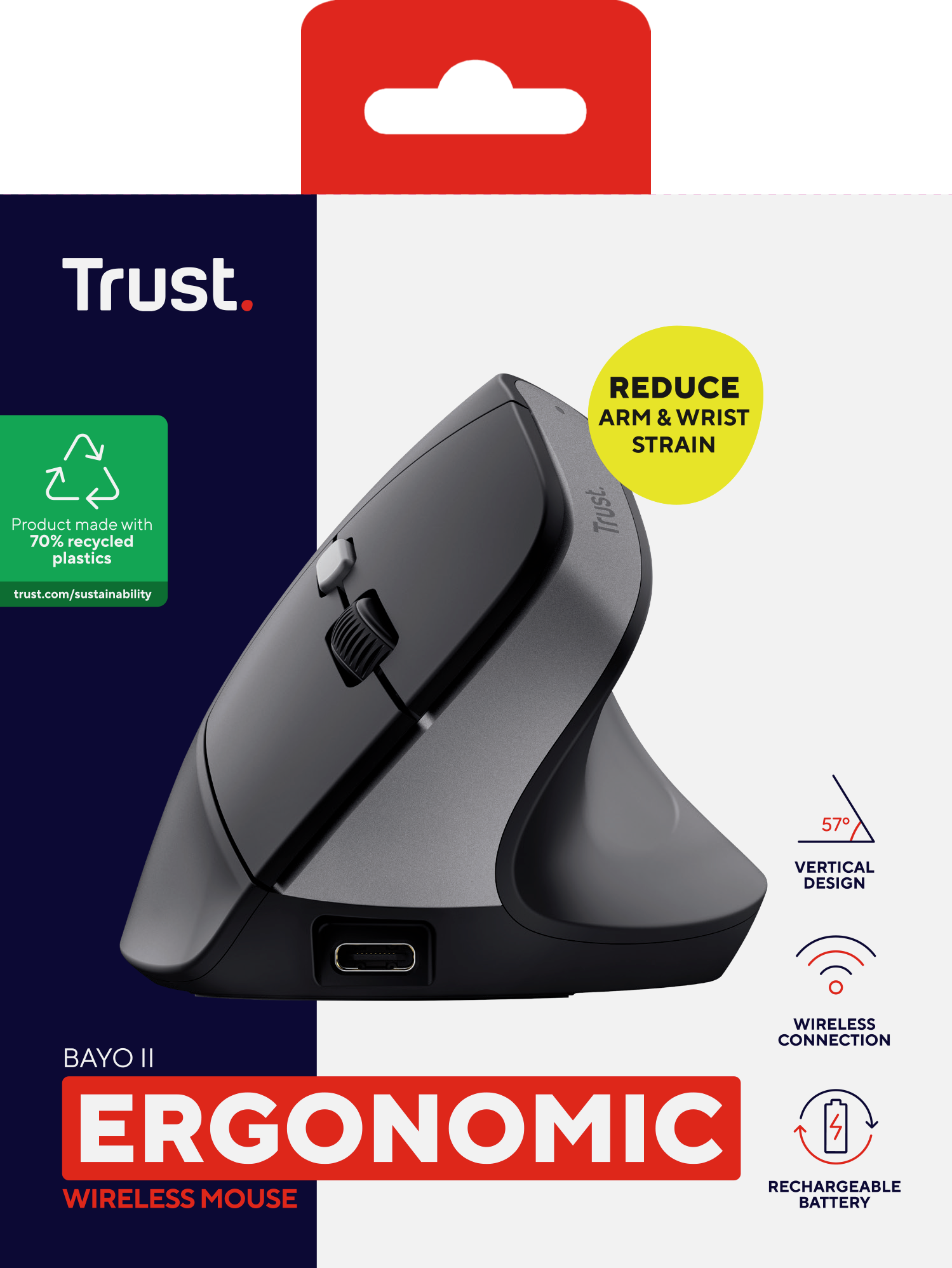 Trust Bayo II mouse Medico Mano destra RF Wireless Ottico 2400 DPI