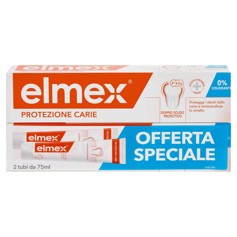 elmex dentifricio Protezione Carie doppio scudo protettivo 2x75 ml