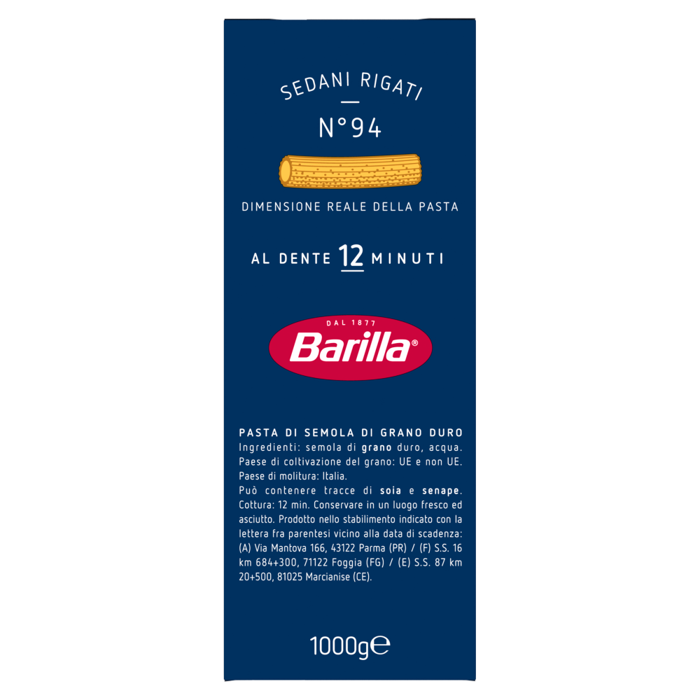 Barilla Pasta Sedani Rigati n.94 1 Kg