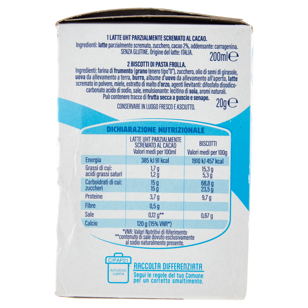 Mukki Merenda Latte al cacao 200 ml + Biscotti Corsini 20 g