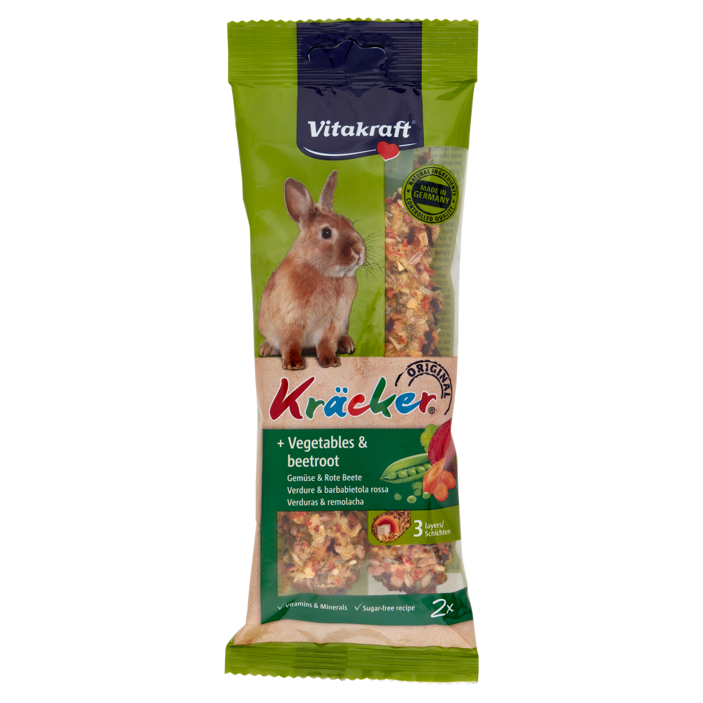 Vitakraft Kräcker Original + Verdure & barbabietola rossa conigli nani 2 pezzi 112 g