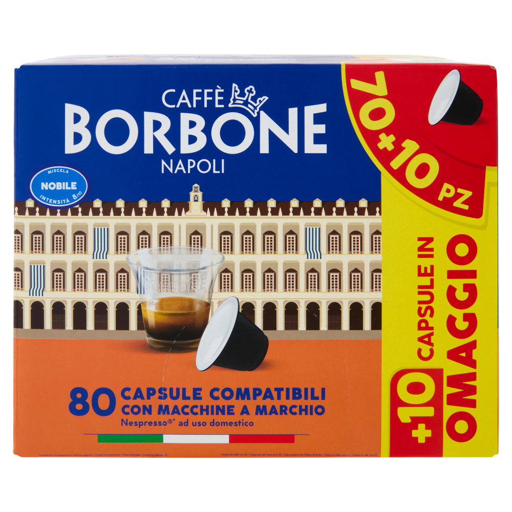 Caff&egrave; Borbone Miscela Nobile Capsule Compatibili Nespresso* ad uso domestico 80 x 5 g