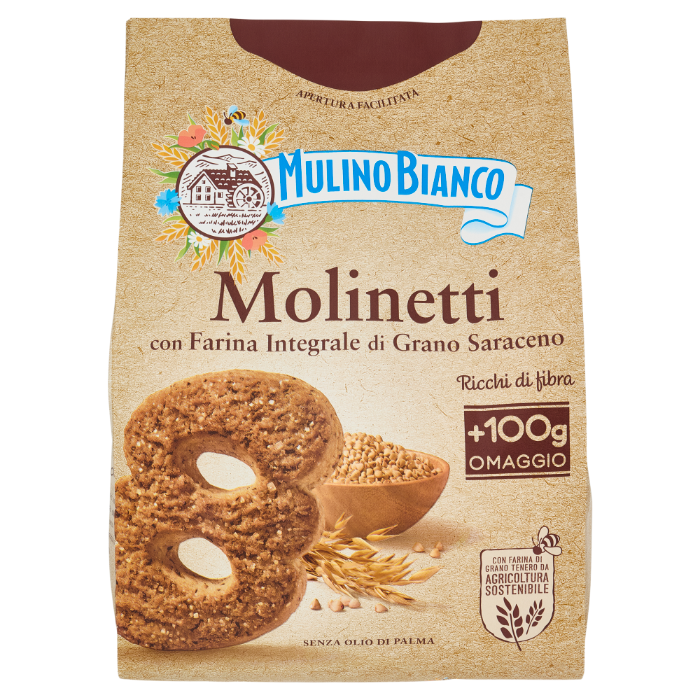Mulino Bianco Molinetti Biscotti con Farina Integrale e Grano Saraceno Offerta 800g