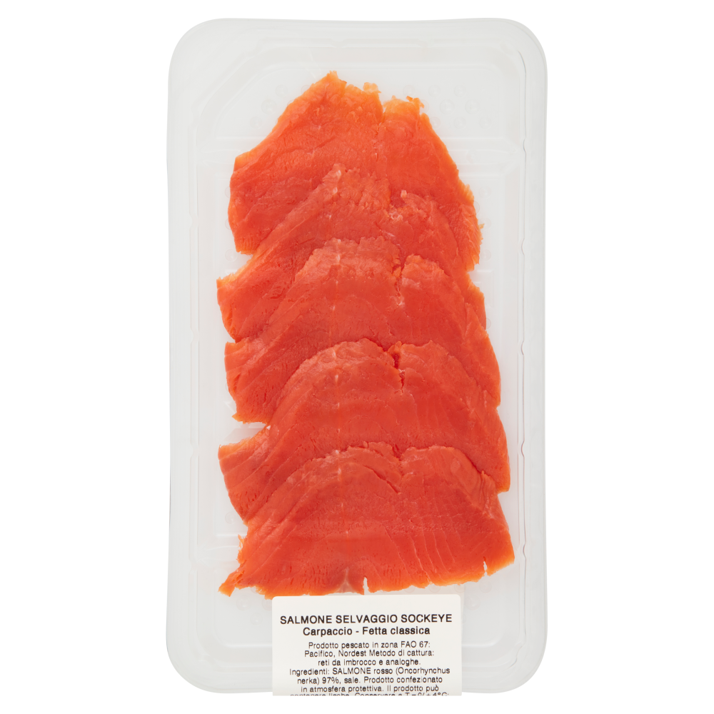 Salmone Selvaggio Sockeye Carpaccio Fetta classica 100 g