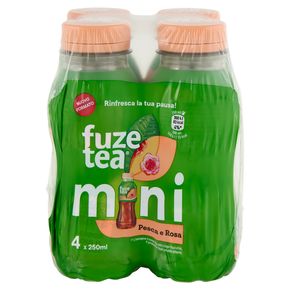 FUZE TEA, T&egrave; Pesca e Rosa Mini PET 4 x 250 ml