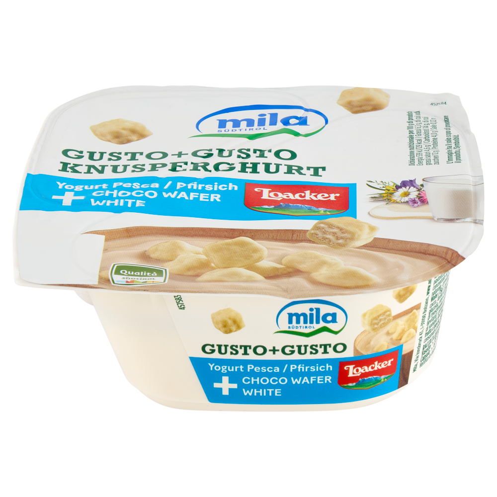 mila Gusto+Gusto Yogurt Pesca + Choco Wafer White 150 g