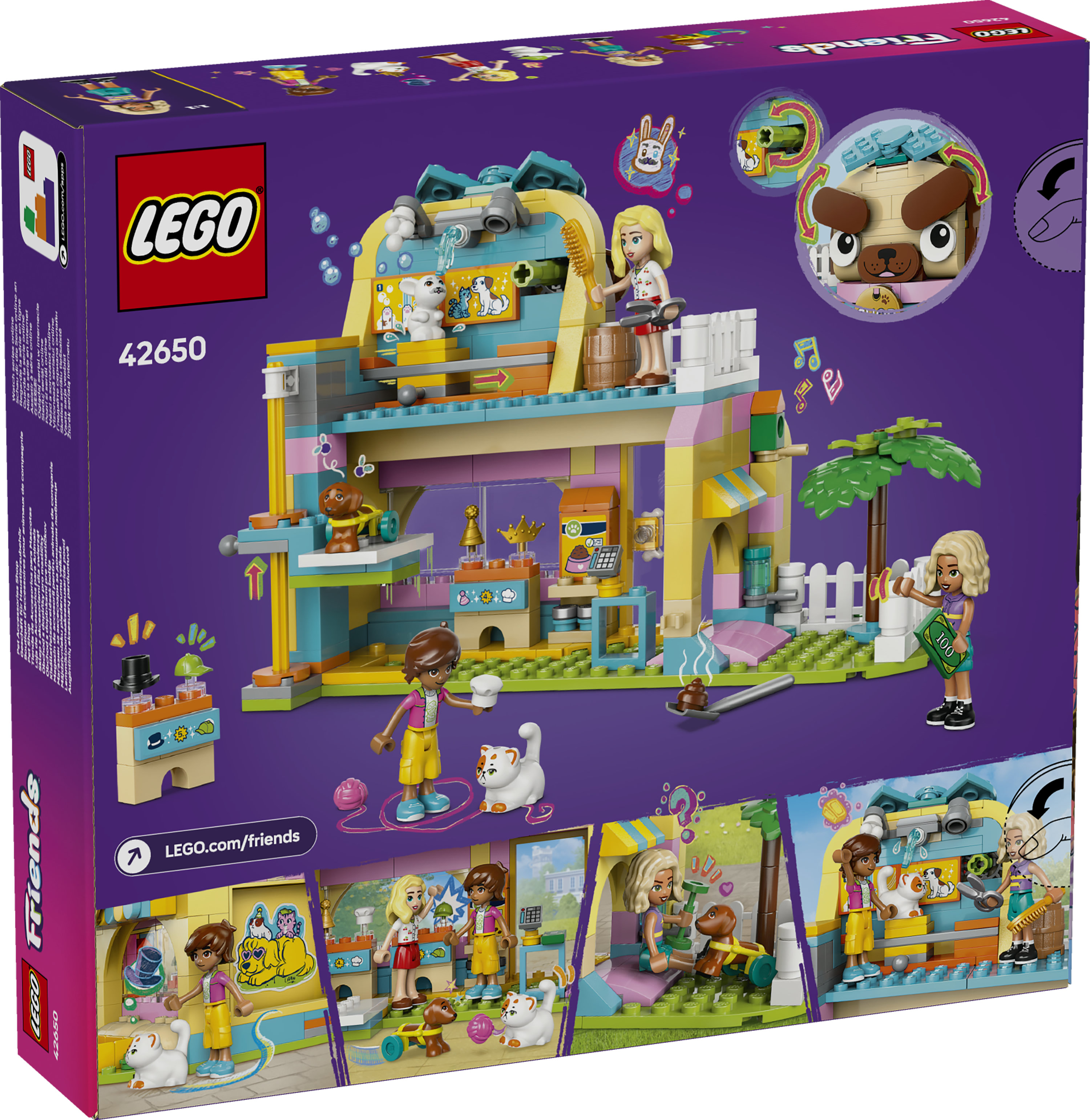 LEGO Friends 42650 Pet Shop, Giochi per Abilit&agrave; Sociali e Cura Animali per Bambine e Bambini 6+ con Coniglio, Cane e Gatto