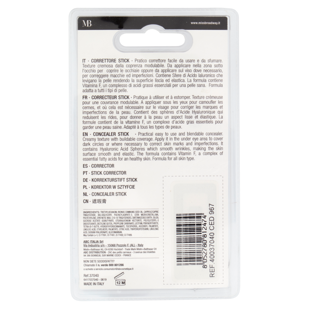 MB Milano Easy Concealer Correttore in Stick Texture Cremosa Medium n° 02 