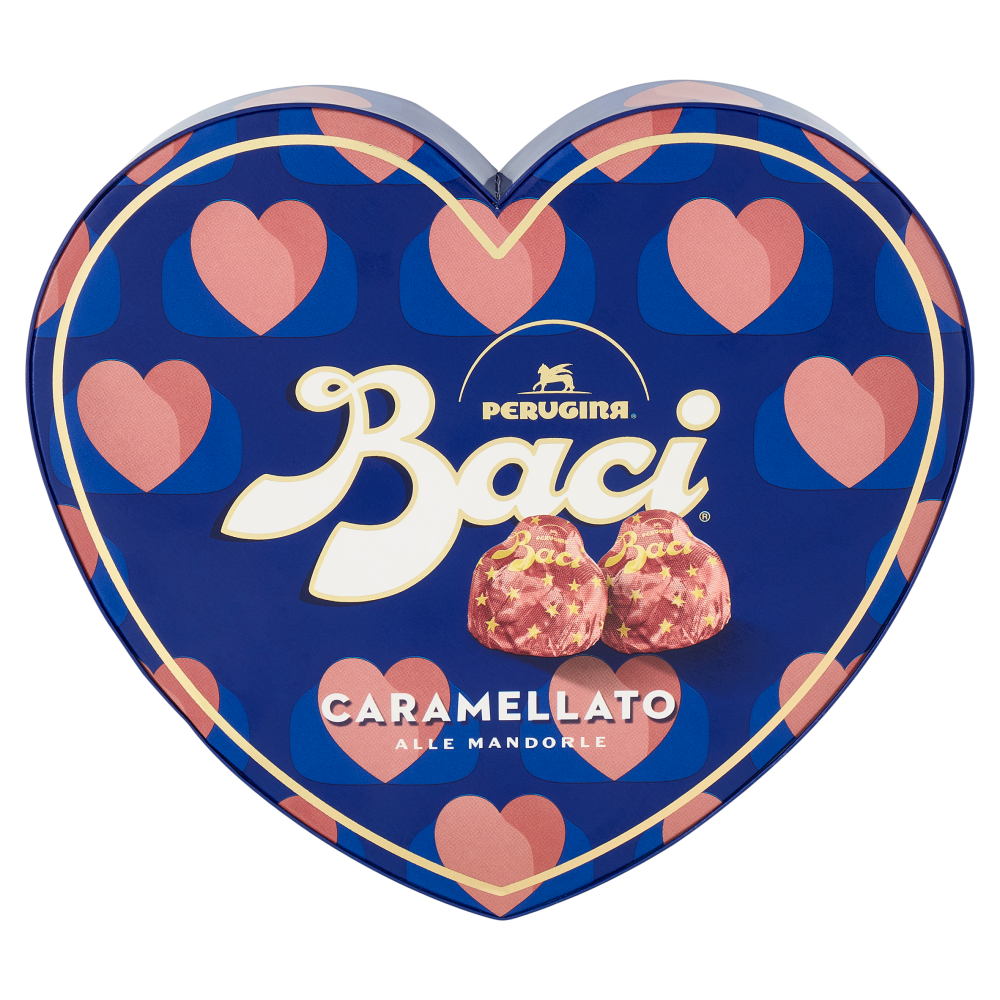 BACI PERUGINA Caramellato Cioccolatini Fondenti ripieni al Gianduia Scatola Cuore San Valentino 100g