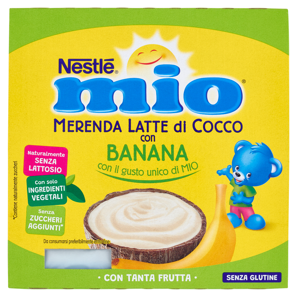 NESTLÉ MIO Merenda al Latte di Cocco Banana 4 Vasetti da 90g