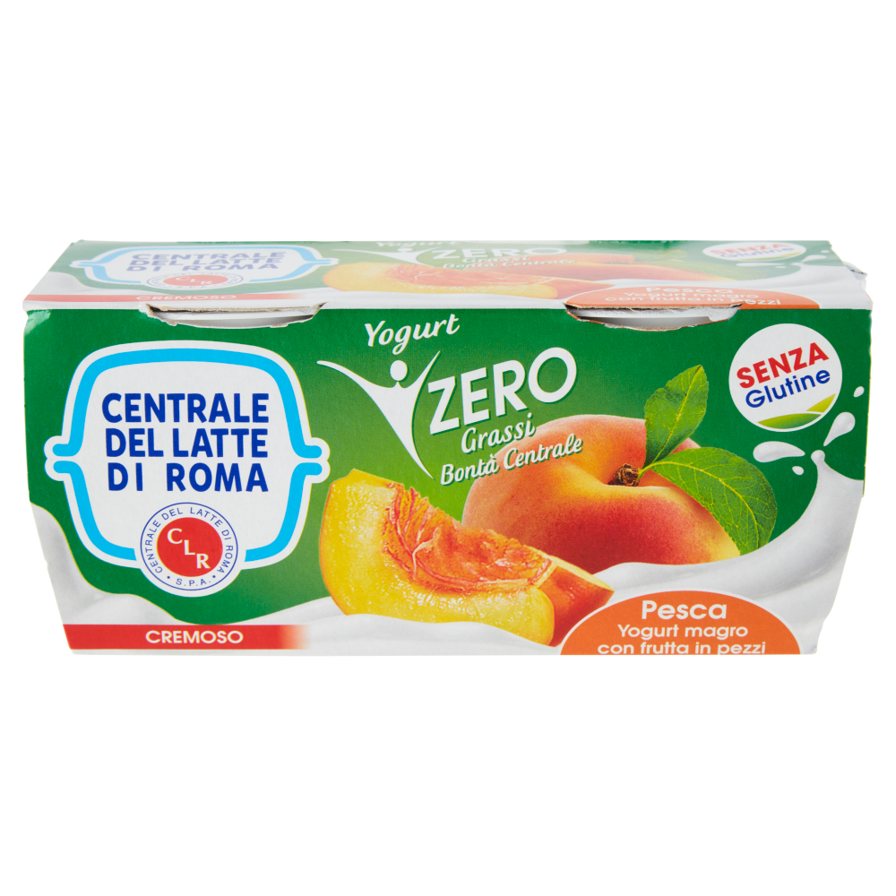 Centrale del Latte di Roma Zero Grassi Pesca Yogurt magro con frutta in pezzi 2 x 125 g