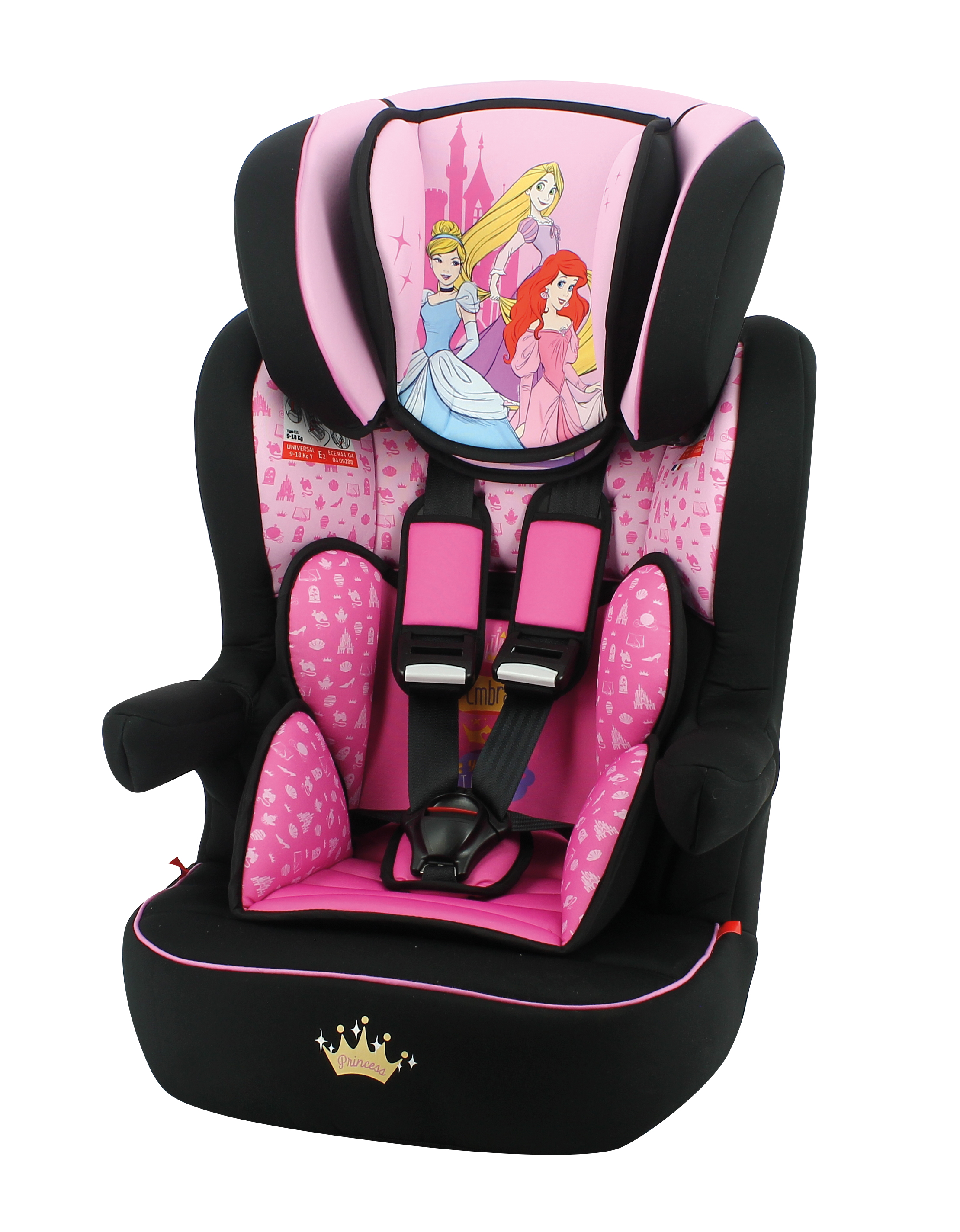 TeamTex Seggiolino auto - Gruppo 1/2/3 - (9-36 Kg) - produzione francese 100% - protezioni laterali - Disney Princess