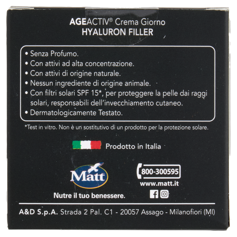 Matt Age Activ Hyaluron Filler Crema Giorno Viso e Collo SPF 15* Acido Ialuronico Puro 3P 50 ml