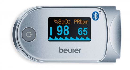Beurer PO 60 Saturimetro Bluetooth a Lettura Istantanea con Visualizzazione Grafica del Battito Cardiaco e 100 Posizioni di Memoria